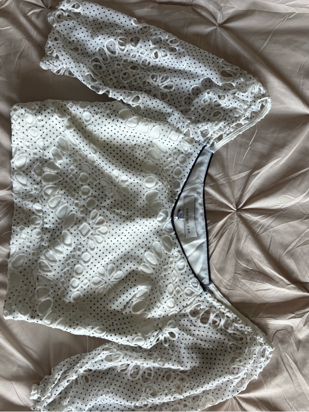Adelyn Rae Cream Top with Black Trim